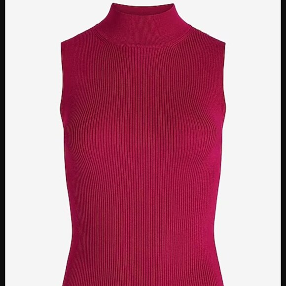 NWT XS Express Silky Soft Fitted Ribbed Mock Neck Sweater Tank - Picture 5 of 5